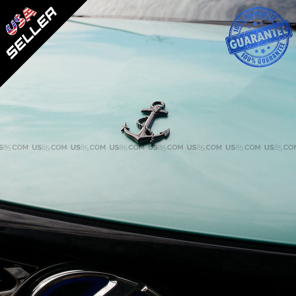 Black 3D Pirate Ship Anchor Emblem Badge Decal Car Stickers Truck Decoration - US85.COM