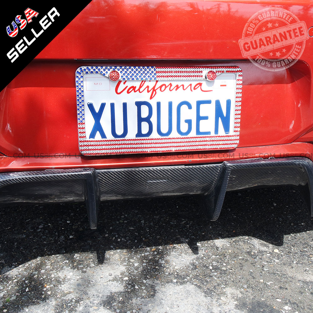 US Diamond Silver Glitter Crystal Sparkling Bling Metal License Plate Frame Gift - US85.COM