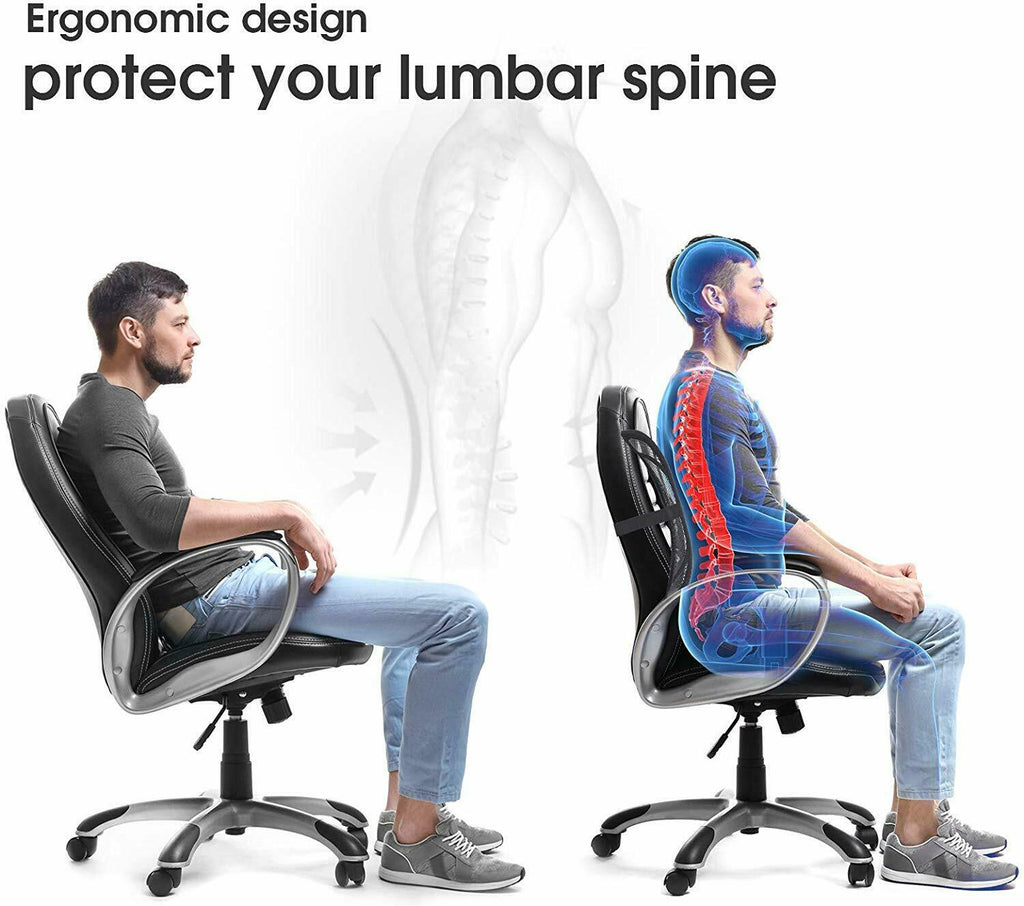 Universal 2x Mesh Back Support Lumbar Brace For Car Office Seat Chair Cushion - US85.COM