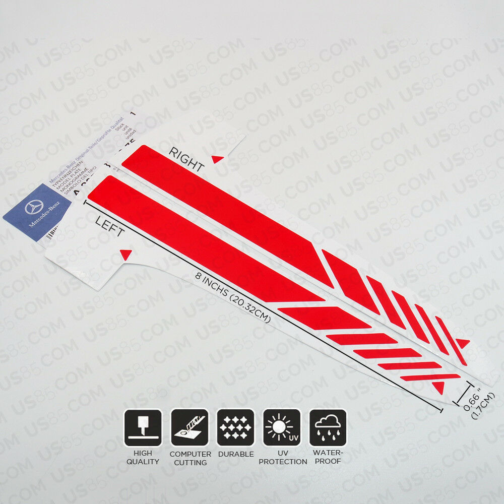 Red New Mercedes Rearview Mirror Cover Trim Strip Sticker Vinyl Racing Decal AMG - US85.COM