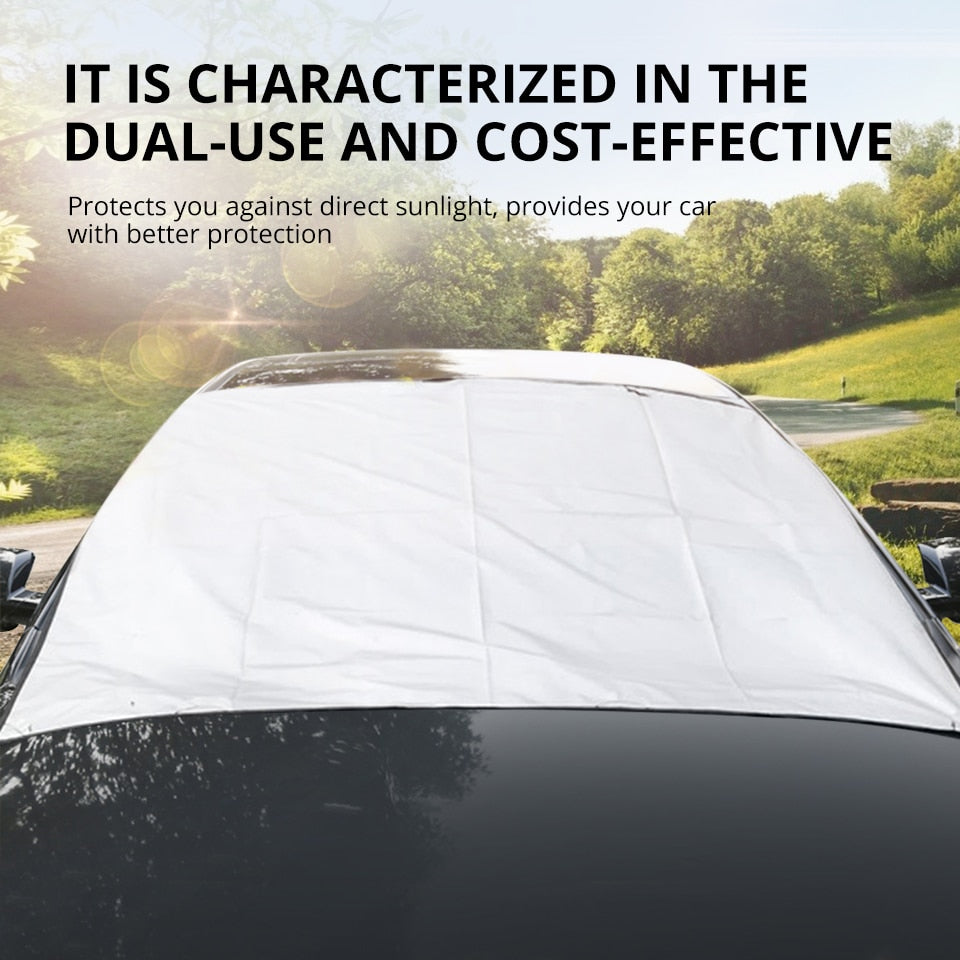 Universal Car Front Windshield Cover for Auto Sunshade or Snow Ice Protection Cover Winter Summer (150x70 / 190 x 120cm)  Windshield Shield