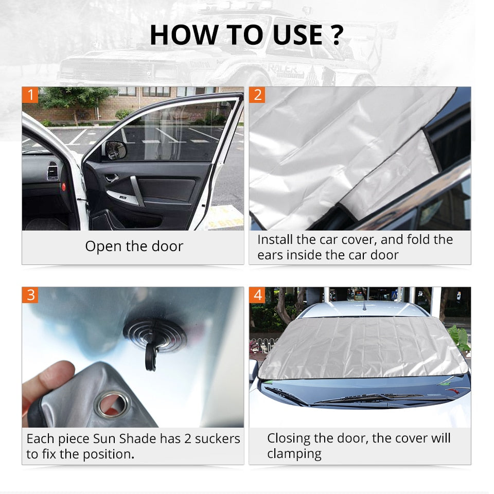 Universal Car Front Windshield Cover for Auto Sunshade or Snow Ice Protection Cover Winter Summer (150x70 / 190 x 120cm)  Windshield Shield