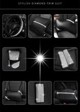Load image into Gallery viewer, Fashion Universal Bling Crystal Rhinestone Diamond Faux Leather Car for Steering Wheel Covers Shift Knob Handbrake Seat-belt Neck Pillow Waist Support Armrest-pad Auto Accessories Set Series