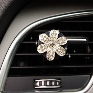 Fashion Diamond Pearl Bow Flower Car Styling Air Freshener Perfume For Car Air Condition Vent Smell Accessories Decoration