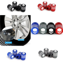Load image into Gallery viewer, 4Pcs/Set Car Tire Valve Stems Cap Knurling Style Skull Tire Valve Cap Aluminum Tire Wheel Stem Air Valve Caps Dustproof Caps