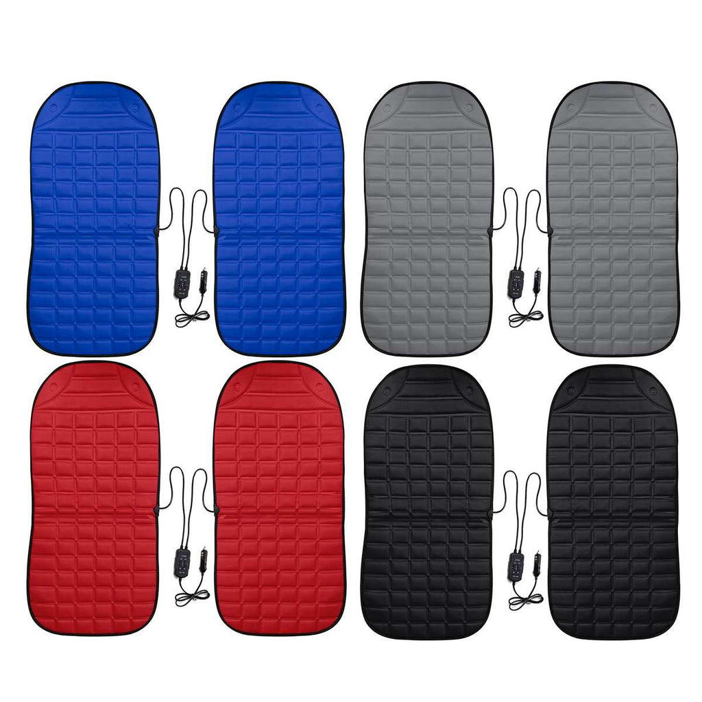 2Pcs In 1 Fast Heated & Adjustable Safe Car Electric Heated Seat Warm Pad Cushions Covers Black/Grey/Blue/Red Color