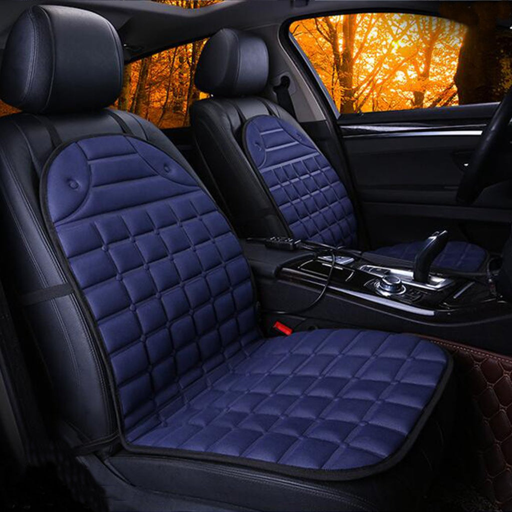 2Pcs In 1 Fast Heated & Adjustable Safe Car Electric Heated Seat Warm Pad Cushions Covers Black/Grey/Blue/Red Color