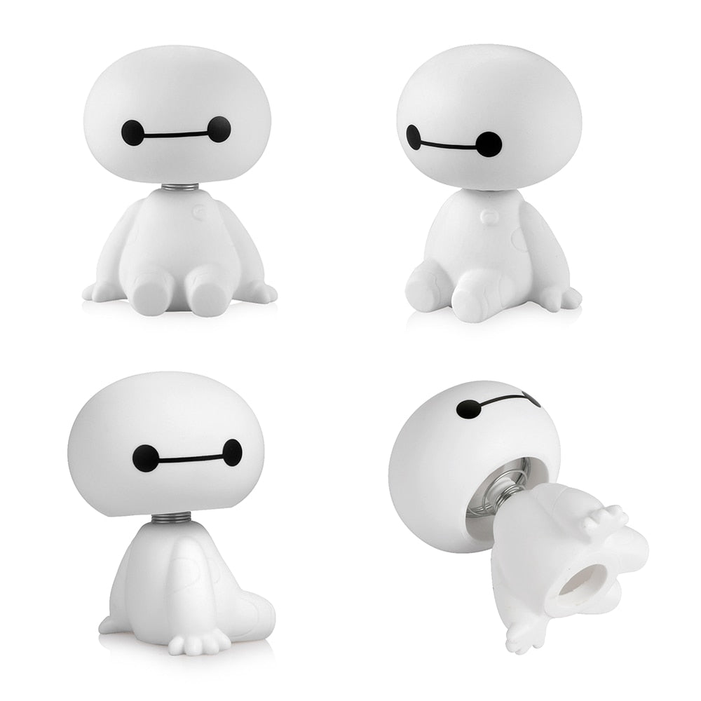 Universal Cute Cartoon Plastic Baymax Robot Big Hero Doll Toys Shaking Head Figure for Car Ornaments Auto Interior Decorations