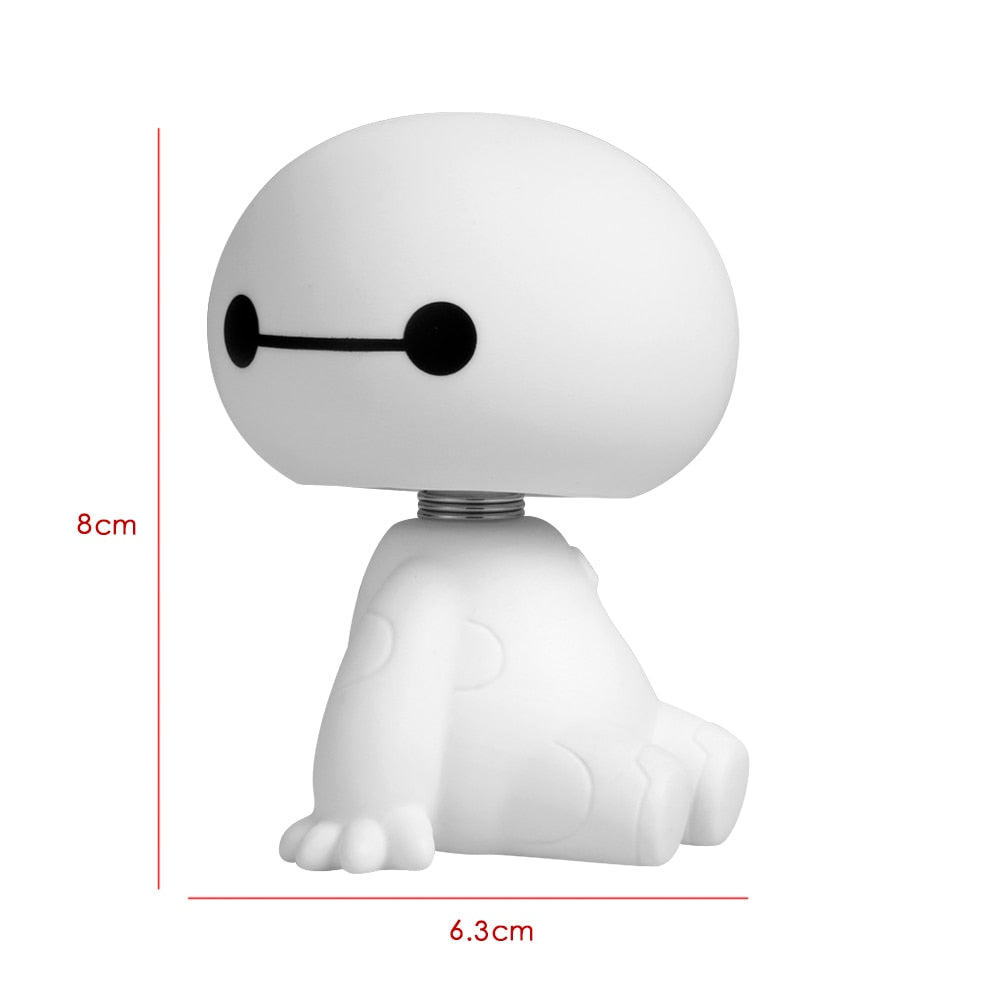 Universal Cute Cartoon Plastic Baymax Robot Big Hero Doll Toys Shaking Head Figure for Car Ornaments Auto Interior Decorations