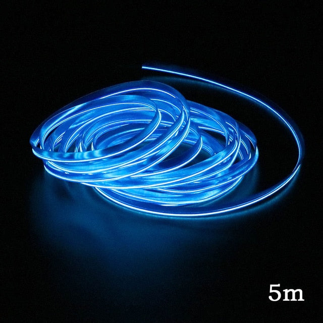 12V Flexible Neon EL Wire Rope Indoor Interior Light for AUTO 1m/2m/3m/5m Car LED Strips Auto Decoration Atmosphere Lamp