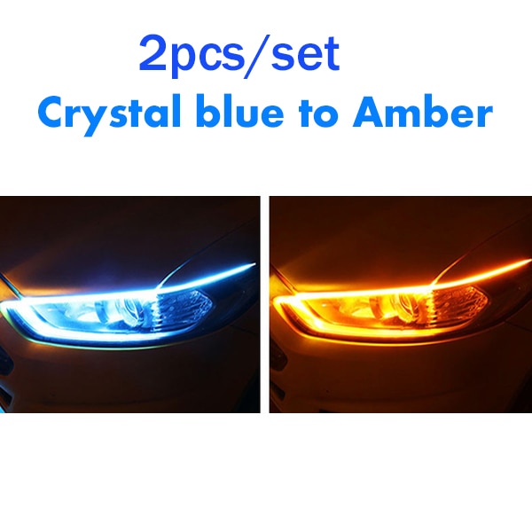 2pcs Cars DRL LED Daytime Running Lights Auto Flowing Turn Signal Guide Strip Headlight  Accessories