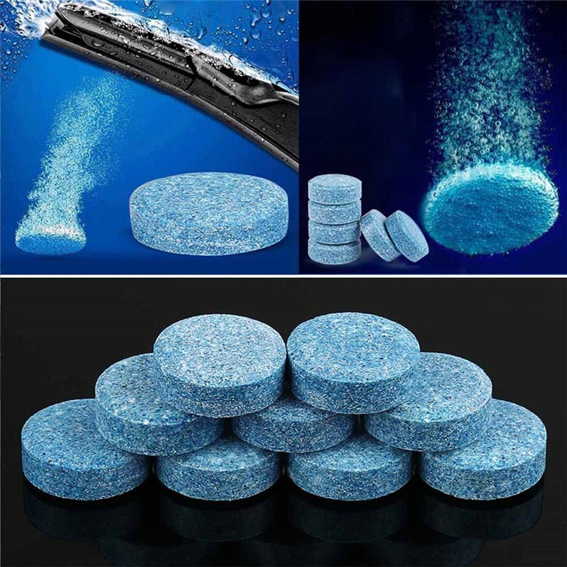 10 Pcs  Multifunction Compact Glass Washer Detergent Effervescent Tablets for Car Window  Glass or Home Window Glass Cleaning