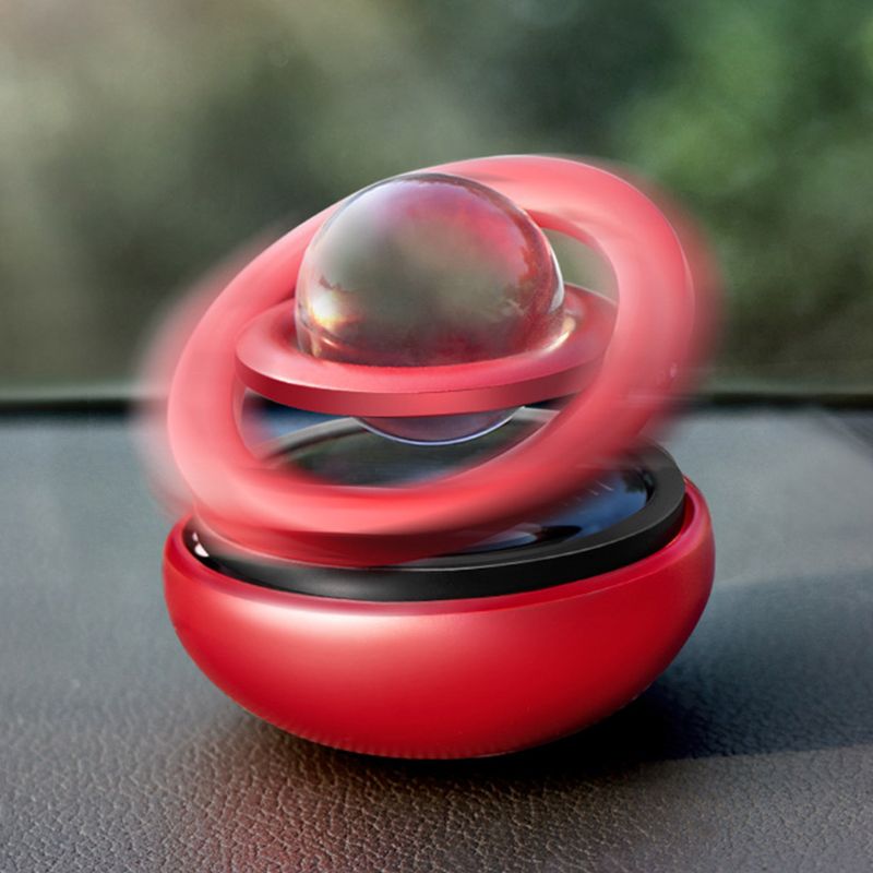 Universal Solar Interstellar Double-ring Rotating Suspended Aromatherapy Car Air Conditioning Air Refresher for Auto Home Office