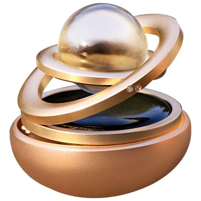 Universal Solar Interstellar Double-ring Rotating Suspended Aromatherapy Car Air Conditioning Air Refresher for Auto Home Office