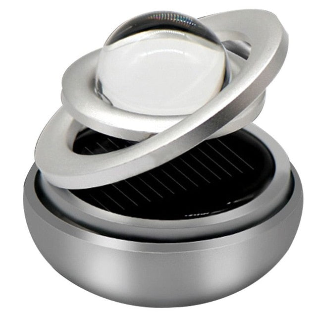 Universal Solar Interstellar Double-ring Rotating Suspended Aromatherapy Car Air Conditioning Air Refresher for Auto Home Office