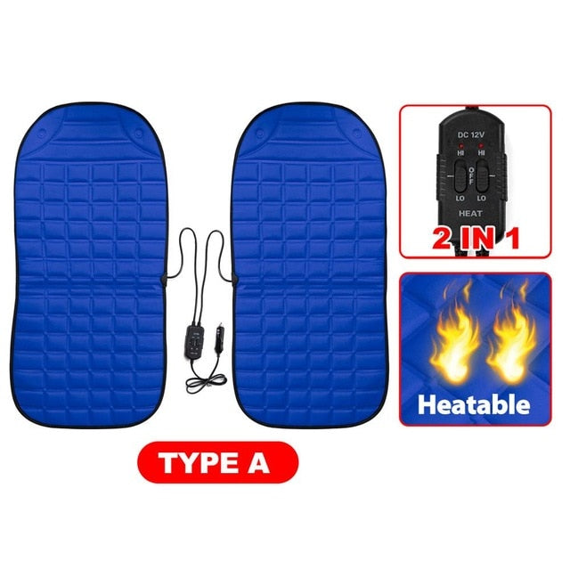 2Pcs In 1 Fast Heated & Adjustable Safe Car Electric Heated Seat Warm Pad Cushions Covers Black/Grey/Blue/Red Color