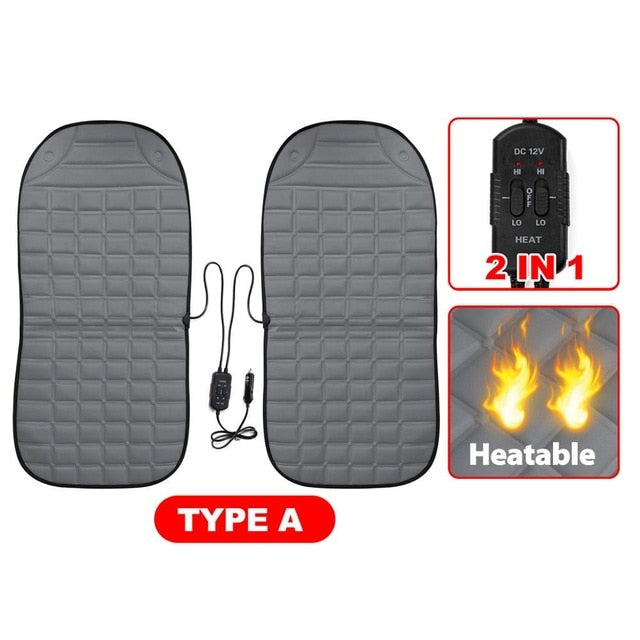 2Pcs In 1 Fast Heated & Adjustable Safe Car Electric Heated Seat Warm Pad Cushions Covers Black/Grey/Blue/Red Color