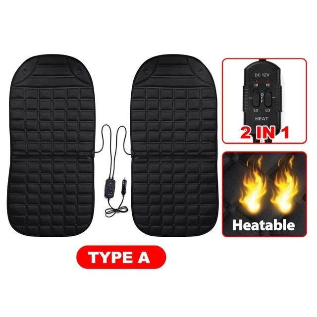 2Pcs In 1 Fast Heated & Adjustable Safe Car Electric Heated Seat Warm Pad Cushions Covers Black/Grey/Blue/Red Color