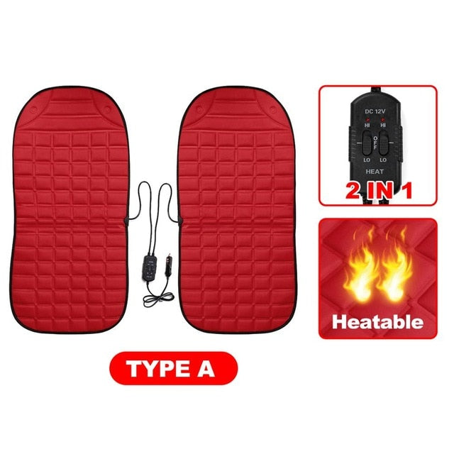 2Pcs In 1 Fast Heated & Adjustable Safe Car Electric Heated Seat Warm Pad Cushions Covers Black/Grey/Blue/Red Color