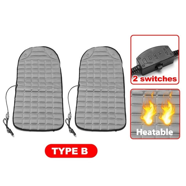 2Pcs In 1 Fast Heated & Adjustable Safe Car Electric Heated Seat Warm Pad Cushions Covers Black/Grey/Blue/Red Color