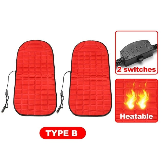 2Pcs In 1 Fast Heated & Adjustable Safe Car Electric Heated Seat Warm Pad Cushions Covers Black/Grey/Blue/Red Color