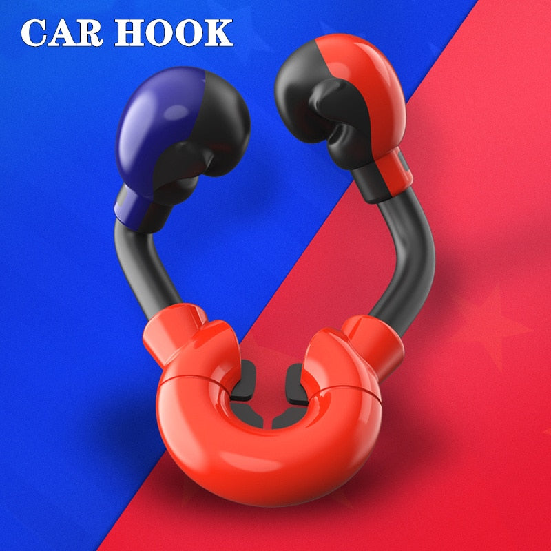 Cute Boxing Cartoon Vehicle Rear Seat Hook Car Seat Back Holder Hidden Creative Portable Hanger of Car Accessories Car Interior Decoration