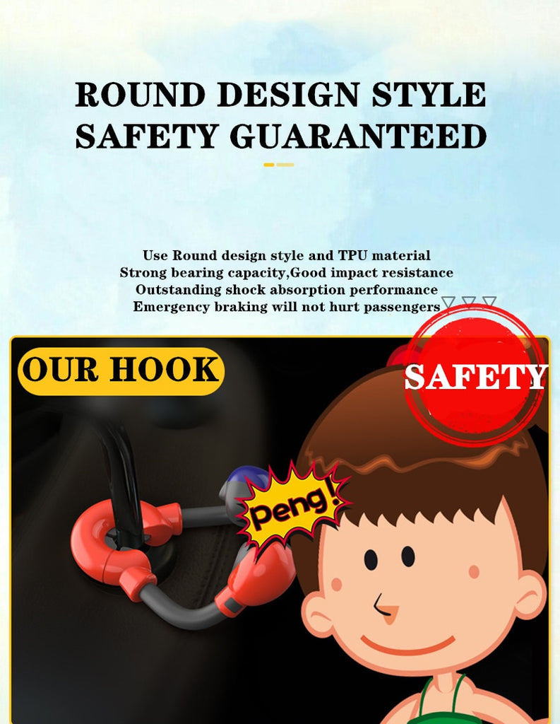 Cute Boxing Cartoon Vehicle Rear Seat Hook Car Seat Back Holder Hidden Creative Portable Hanger of Car Accessories Car Interior Decoration