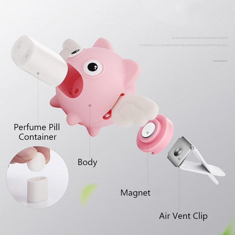 Shaking Wings Angel Piggy Vent Clip Car Air Freshener Scent Auto Decor Toys Car Accessories Interior