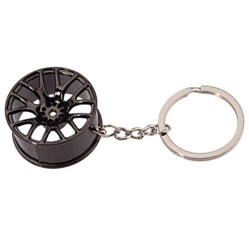 Universal Car Black Wheel Hub Rim Model Keychain Ring Gift Decoration - US85.COM