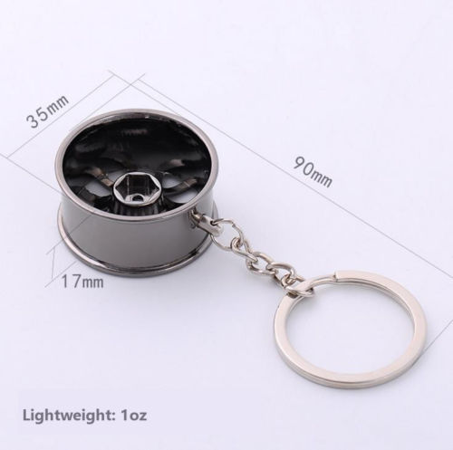 Universal Car Black Wheel Hub Rim Model Keychain Ring Gift Decoration - US85.COM
