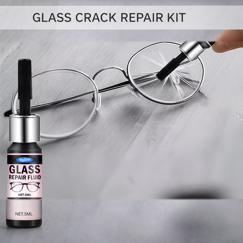 Glass Crack Repair Kit, Liquid Repair Fluid for Small Chips and Hairline Cracks, 5ml