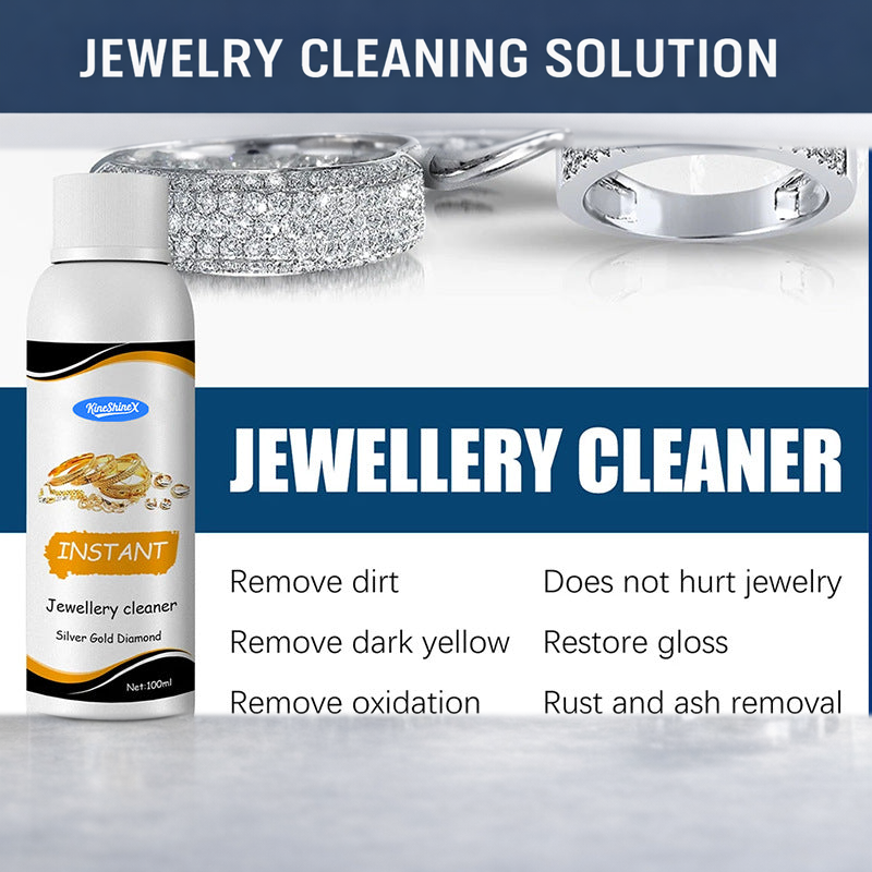 Jewelry Cleaning Solution, Liquid Cleaner for Gold, Silver, Watches and Diamonds, 100ml with Cloth