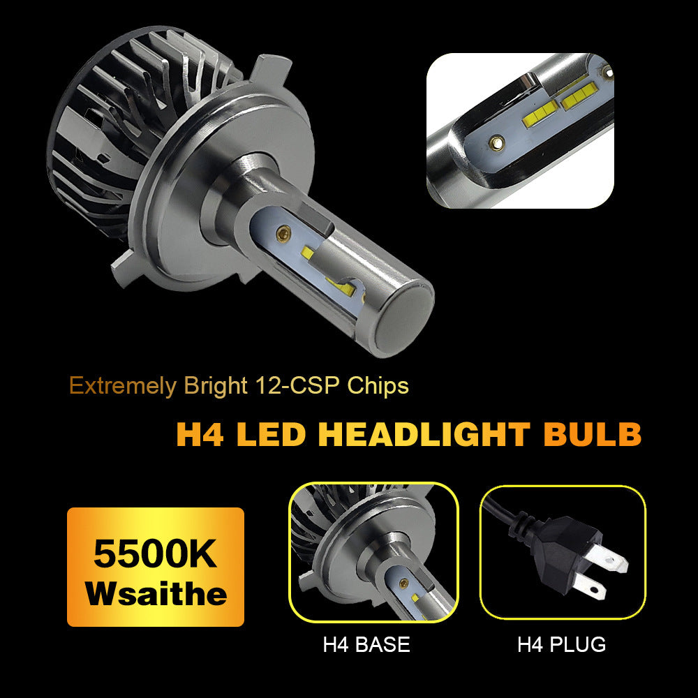 H4 55W IP68 LED Car Headlight Bulb Fog Light White