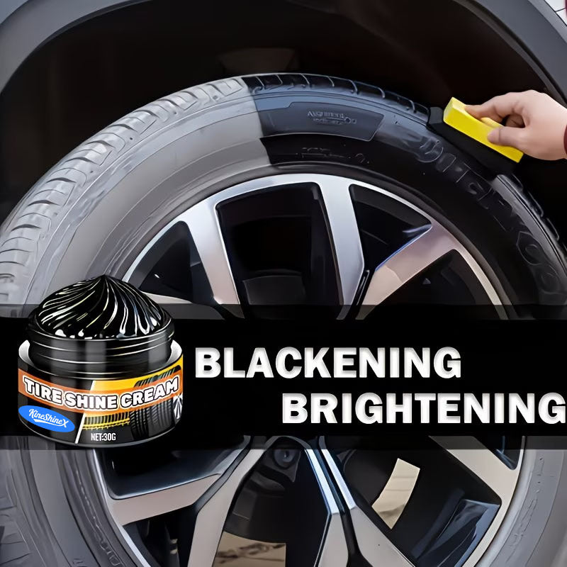 Tire Shine Wax, Rubber and Plastic Restorer for Tyres, 30ml with Sponge