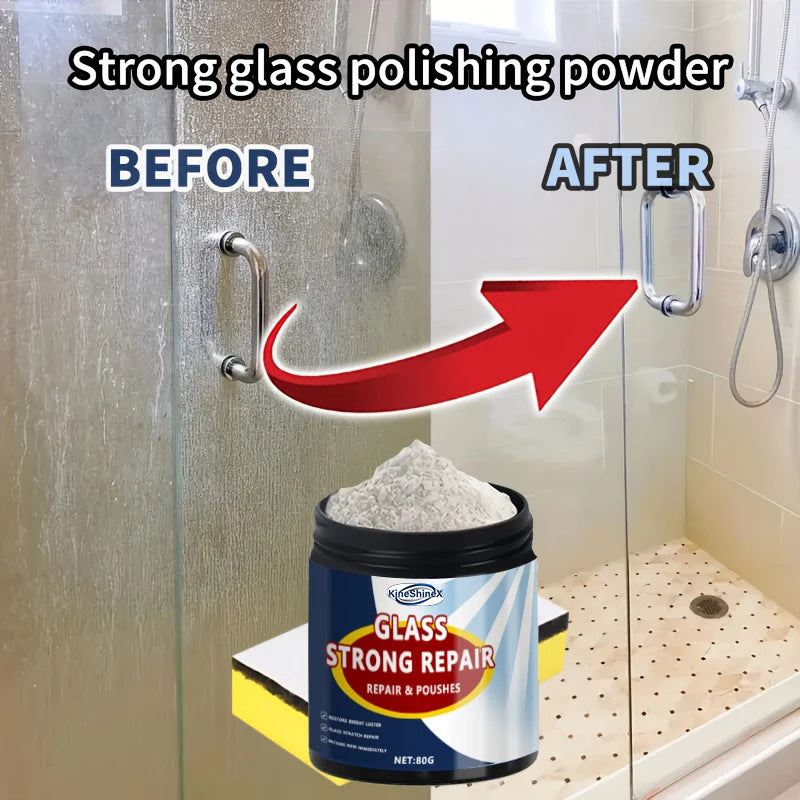 Glass Polishing Powder, Cerium Oxide Scratch Remover for Car Windows and Mirrors, 80g with Sponge