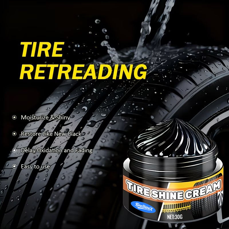 Tire Shine Wax, Rubber and Plastic Restorer for Tyres, 30ml with Sponge