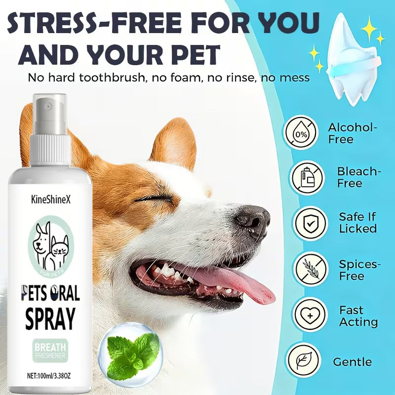 Pet Oral Care Spray, Teeth Cleaning and Breath Freshener for Dogs and Cats, 100ml