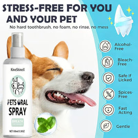 Pet Oral Care Spray, Teeth Cleaning and Breath Freshener for Dogs and Cats, 100ml