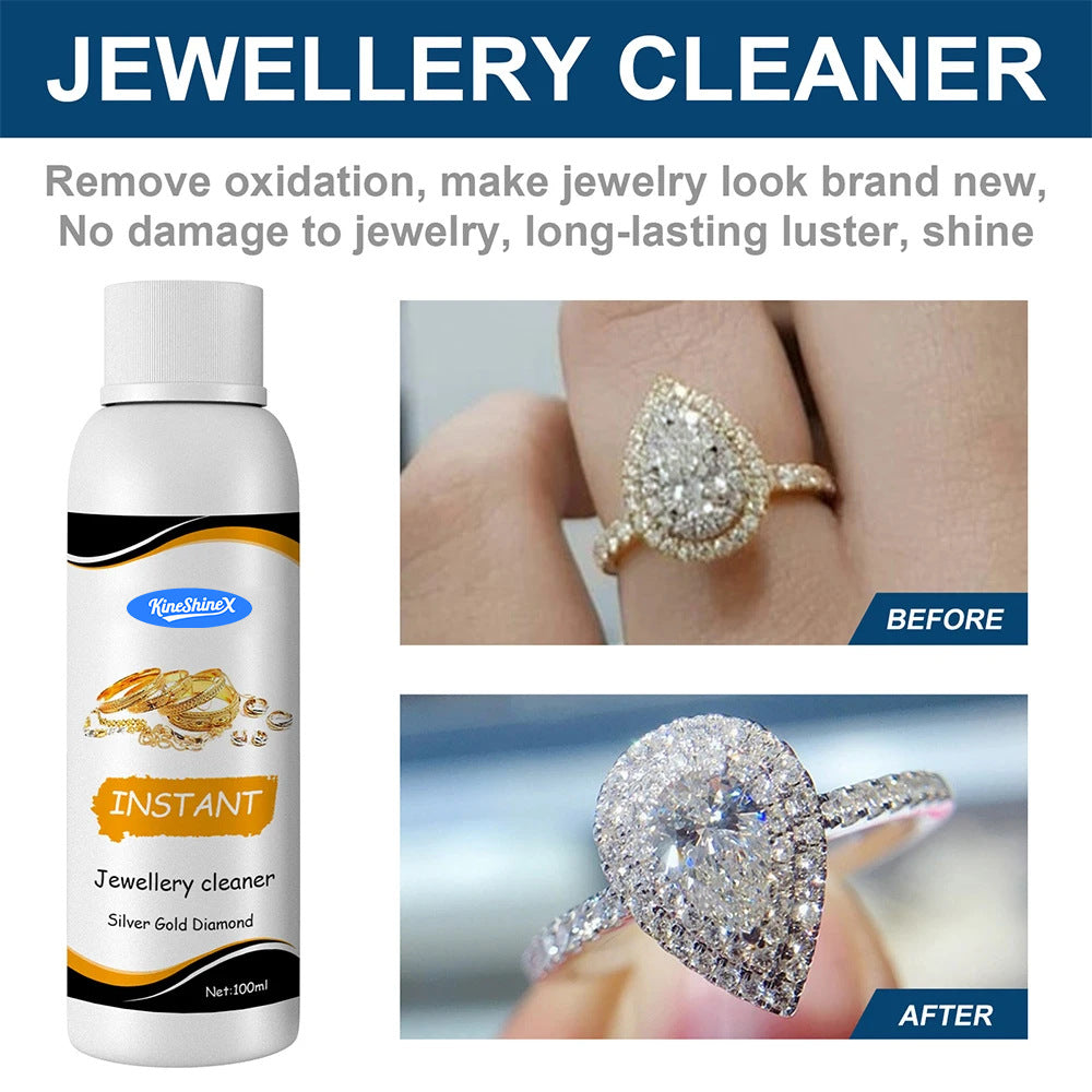 Jewelry Cleaning Solution, Liquid Cleaner for Gold, Silver, Watches and Diamonds, 100ml with Cloth
