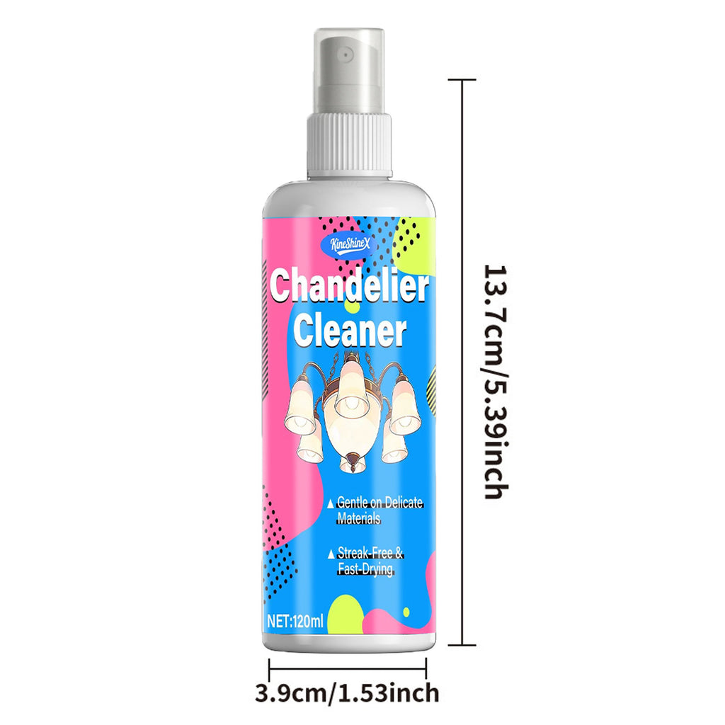 Crystal Chandelier Cleaning Spray with Cloth, 120ml Glass Light Fixture Cleaner for Pendant Lamps and Crystal Decor