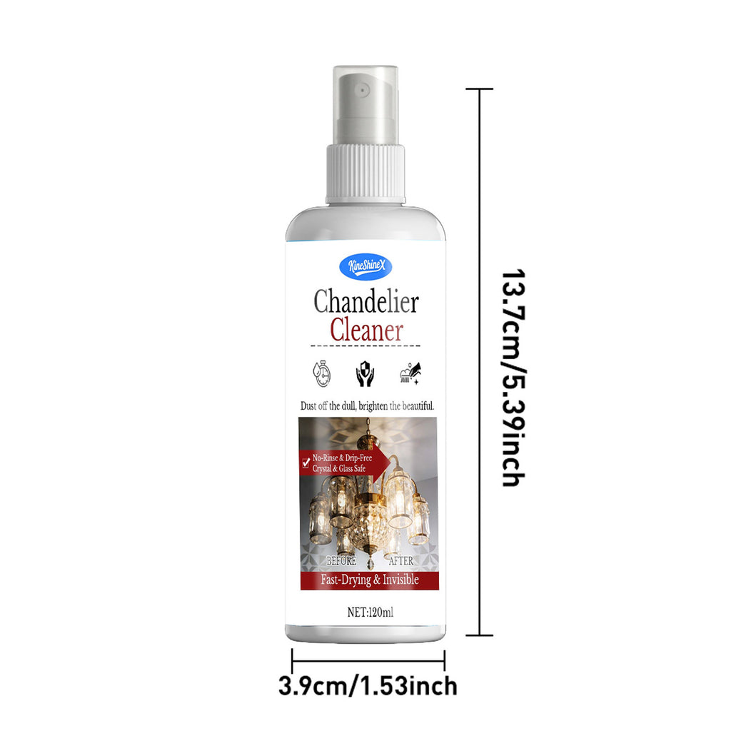 Chandelier Cleaner Spray 120ml, No-Rinse Drip-Dry Crystal & Glass Cleaning Solution with Cloth