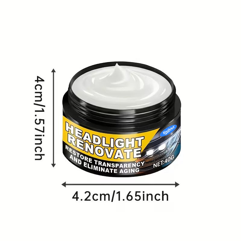 Headlight Restoration Kit, Lens Polishing Compound for Yellowed and Cloudy Headlights, 40g / 100g with Sponge