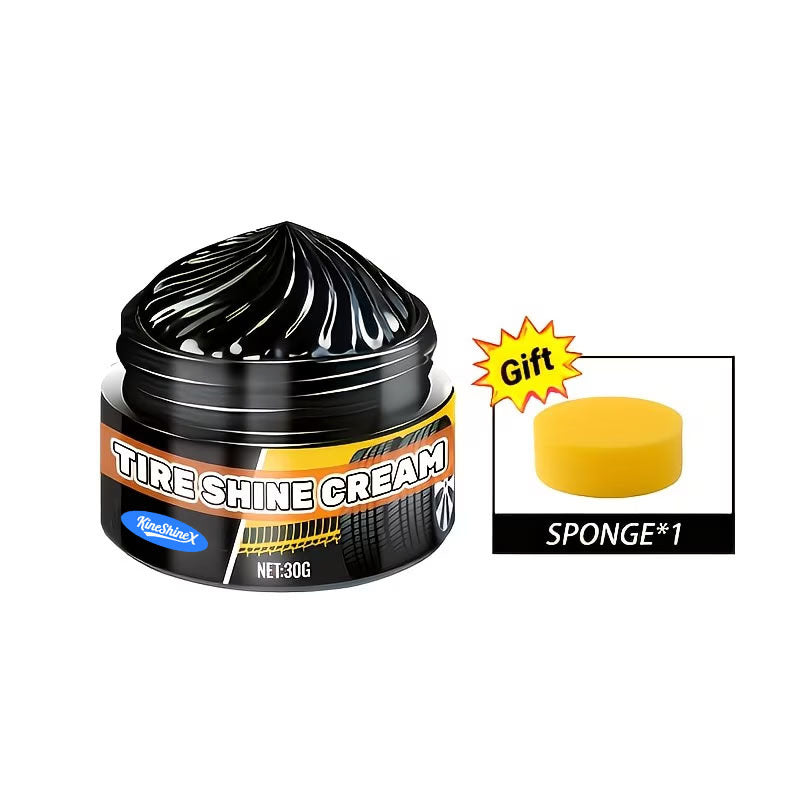 Tire Shine Wax, Rubber and Plastic Restorer for Tyres, 30ml with Sponge