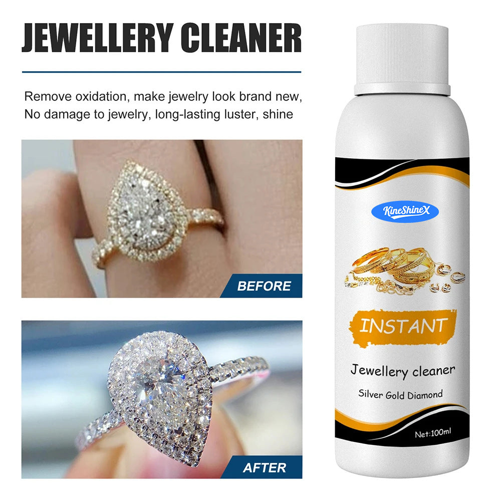 Jewelry Cleaning Solution, Liquid Cleaner for Gold, Silver, Watches and Diamonds, 100ml with Cloth