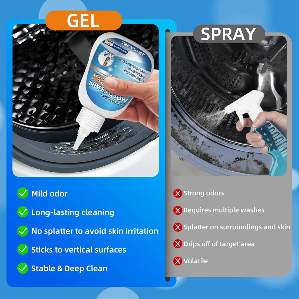 Mold and Mildew Removal Gel, Heavy Duty Cleaner for Washing Machine Seals and Tile, 220ml