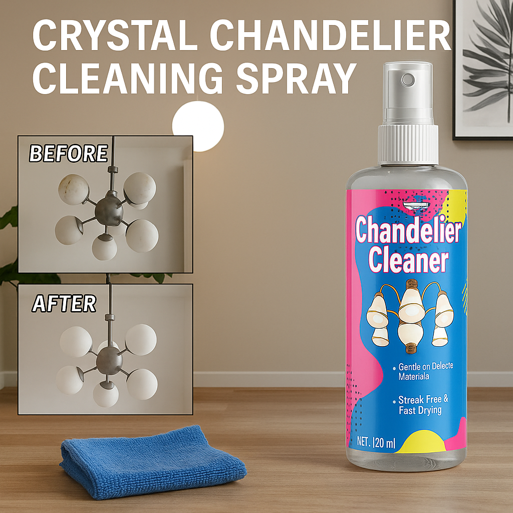 Crystal chandelier cleaning spray with cloth, 120ml glass light fixture cleaner