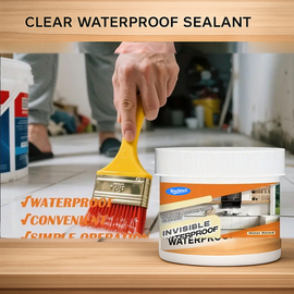 Clear waterproof sealant with brush applicator, transparent coating for sinks and countertops