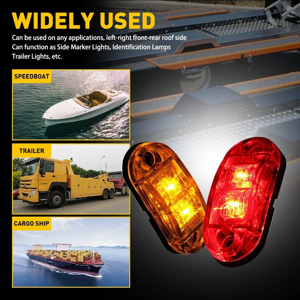LED 10PCS LIGHTS MARKER CLEARANCE SIDE RED AMBER TRAILER TRUCK RV CARAVAN LIGHT
