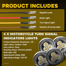 Load image into Gallery viewer, 4PCS Motorcycle LED DRL Turn Signal Light Indicator Amber Red Chrome Front Rear