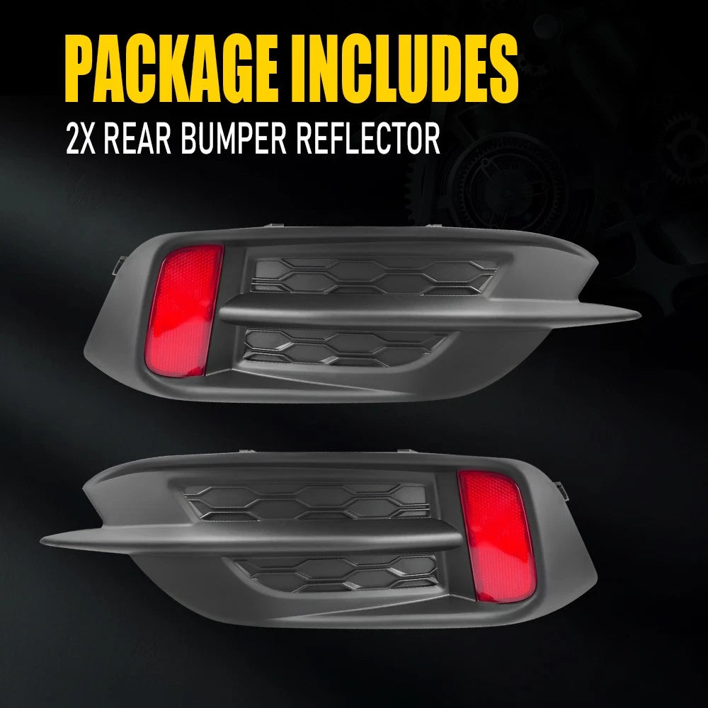 LH RH Rear Bumper Reflector Cover W/Molding Trim Fit Honda Civic Sedan 2016-2021